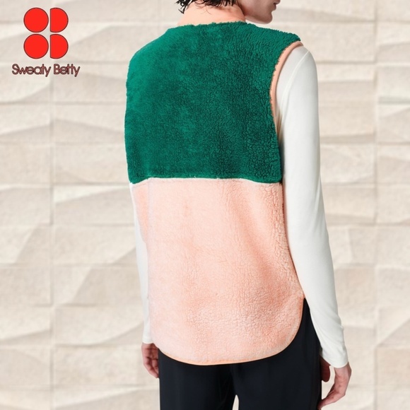 SWEATY BETTY Pennine Faux Shearling ColorBlock Zip-Front Spring/Fall Vest NWT/Sm - Picture 3 of 12
